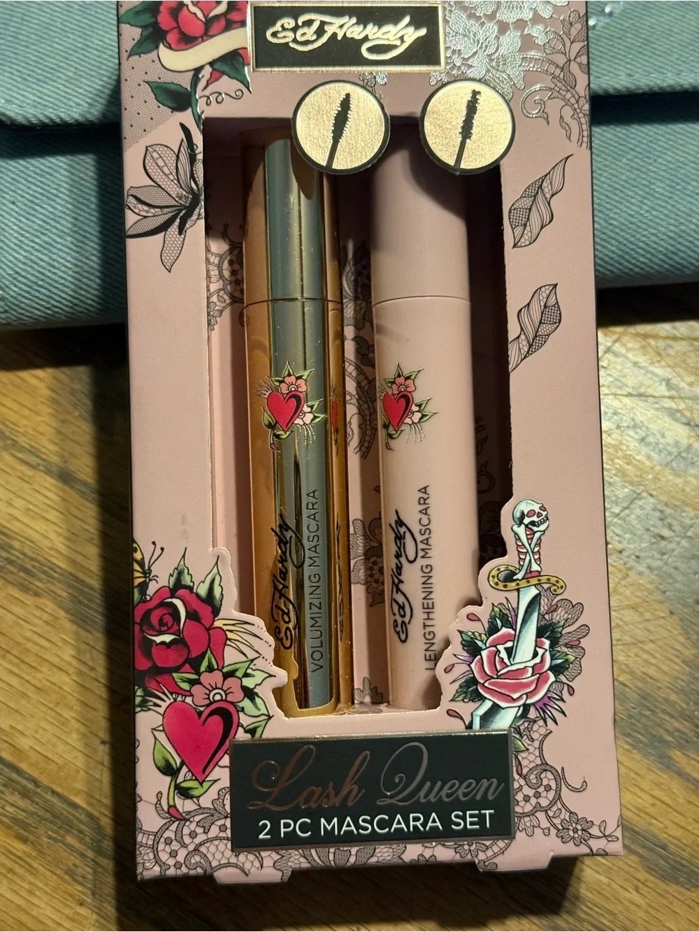 Ed Hardy Denim Wallet with Lash Queen 2-Piece Mascara Set